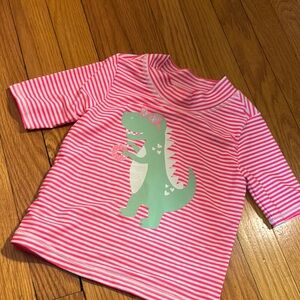 Pink Striped Dinosaur Shirt/ sunblock